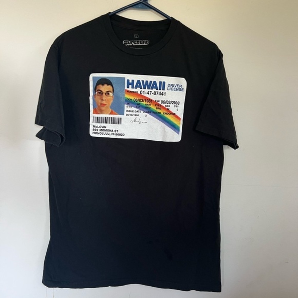 Superbad Mcluvin Black Graphic T-Shirt size Large